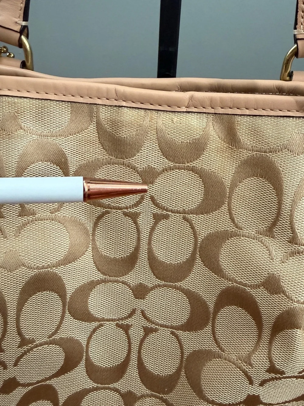 Coach Signature Stripe Drawstring Carryall Bag